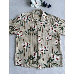 Island Republic XL Floral Hawaiian Shirt Silk/Cotton Short Sleeve Button Shirt